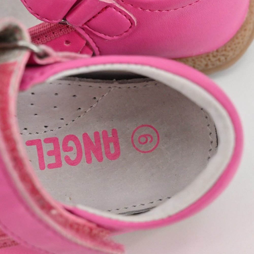 ANGEL Toddler Girl Ruffle Scalloped Mary Jane Pink Closed Toe Ankle Strap Size 6 - Picture 11 of 12